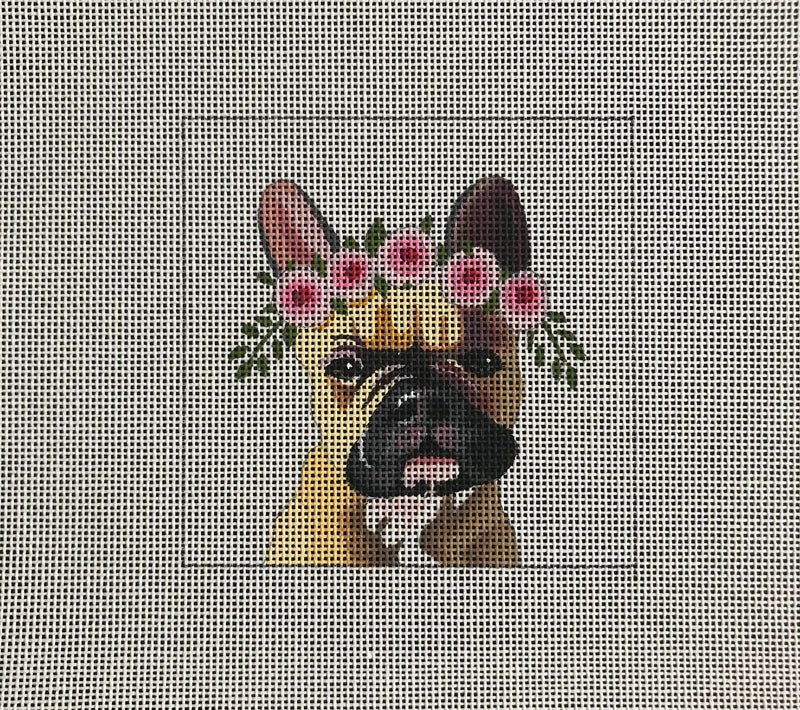 French Bulldog with Floral Crown