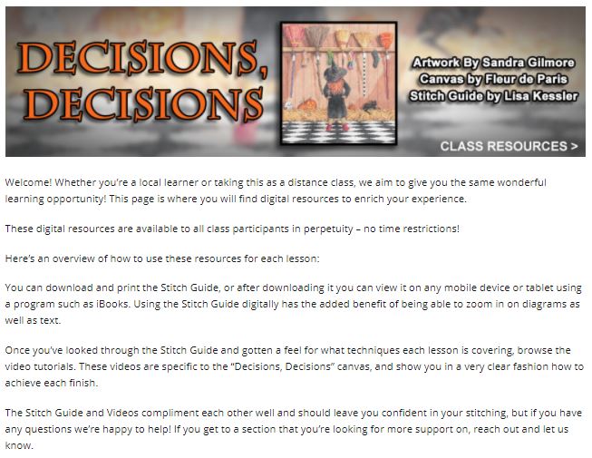 "Decisions, Decisions" Digital Class Resources - Stitch Guide + Tutorial Vids
