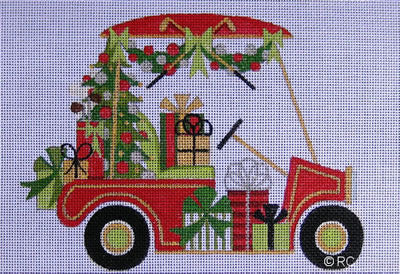 Christmas Golf Cart - BeStitched Needlepoint