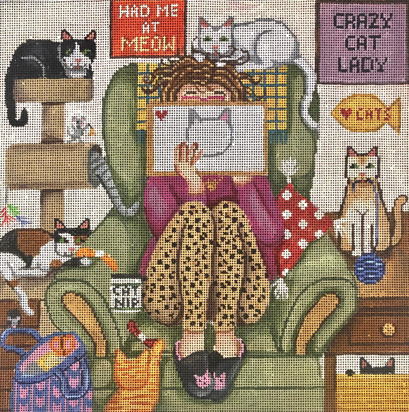 GE-P325-Stitching Girl Cat Lady