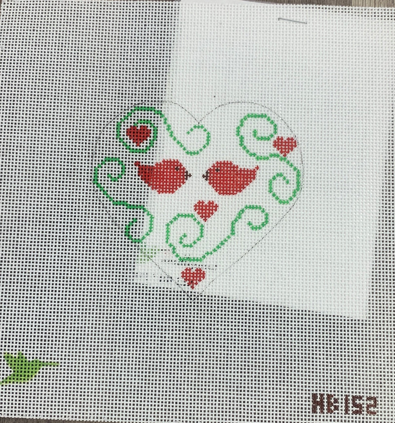 HB-152  - Heart - Red Birds with stitchguide