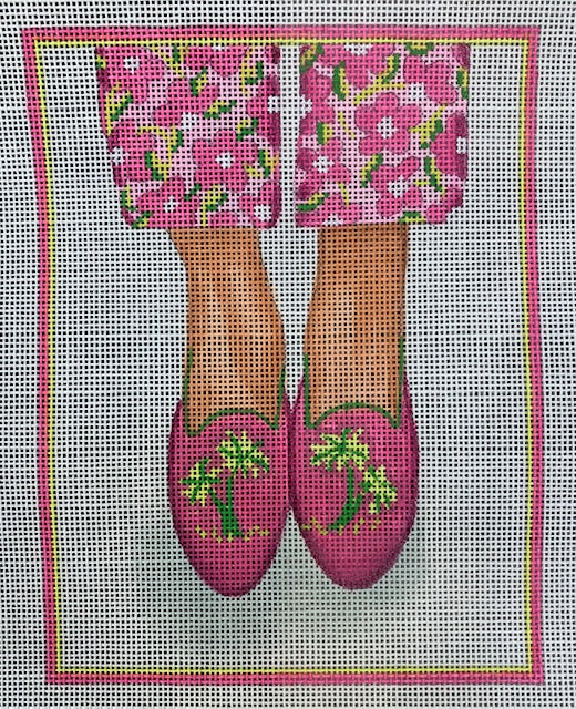 PL-475 Here’s Looking At Shoe - Needlepoint Palm Tree Loafers