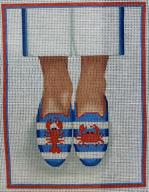 PL-474 Here’s Looking At Shoe - Needlepoint Lobster/Crab Loafers