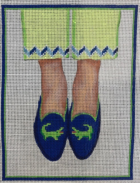 PL-476 Here’s Looking At Shoe - Needlepoint Gator Loafers