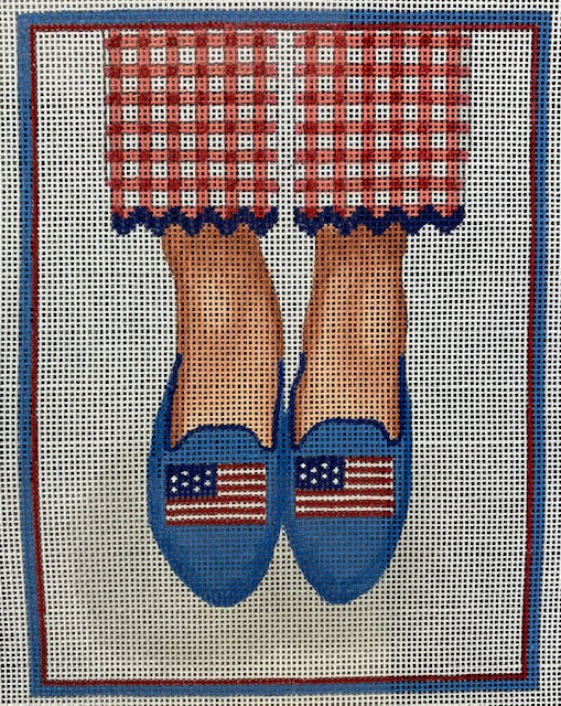PL-477 Here’s Looking At Shoe - Needlepoint American Flag Loafers