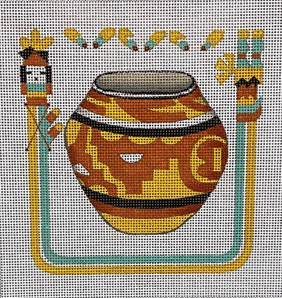 J-50 - Yellow & Terra Cotta Pot with Southwest Border