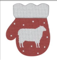 MT08 - French Country Sheep Mitten, R/White