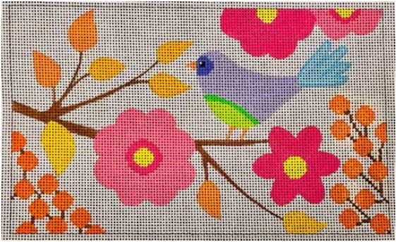 Birds & Blooms - purse/clutch bag - violet bird N126