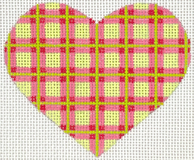 OM-271: Mini Heart – Madras Plaid – pink, watermelon & limes