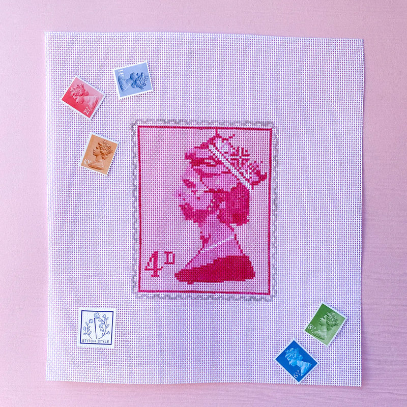 SS042 Queen Elizabeth Stamp-Pink