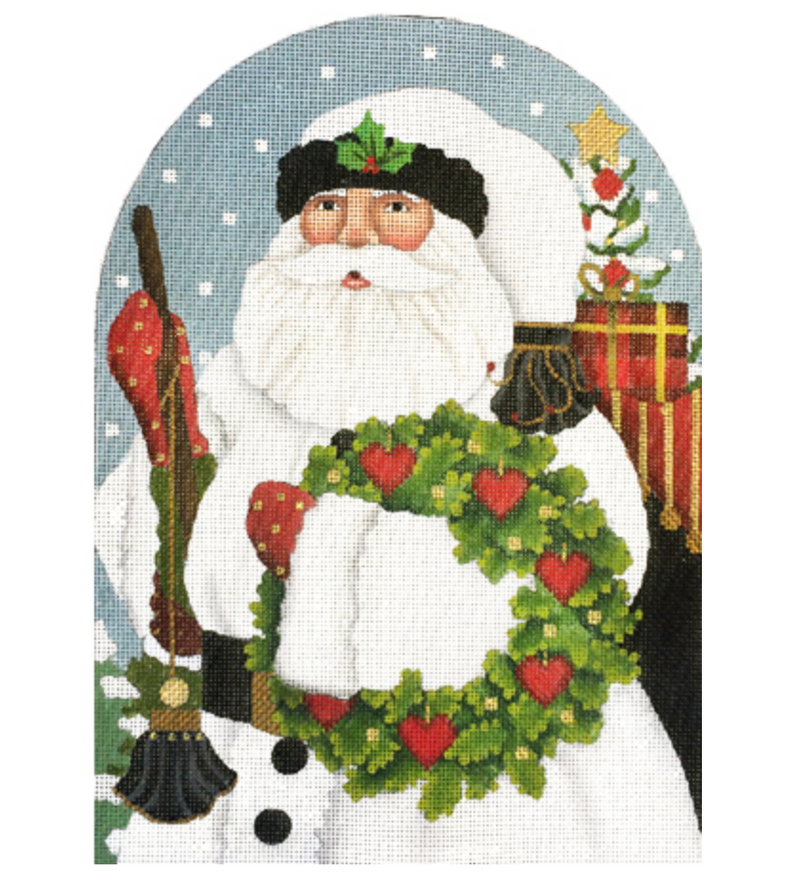 2135 - White Santa w/Wreath Dome