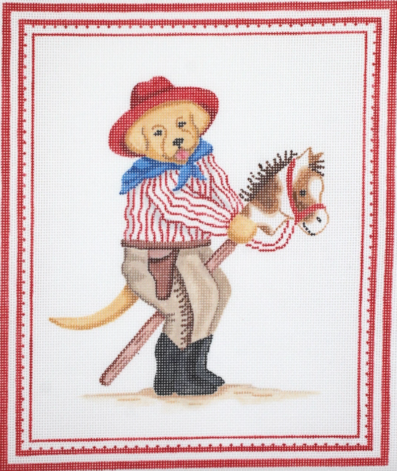 KR-PL-05 - Kelly Rightsell – Yellow Dog Cowboy with Hobby Horse & Red Hat