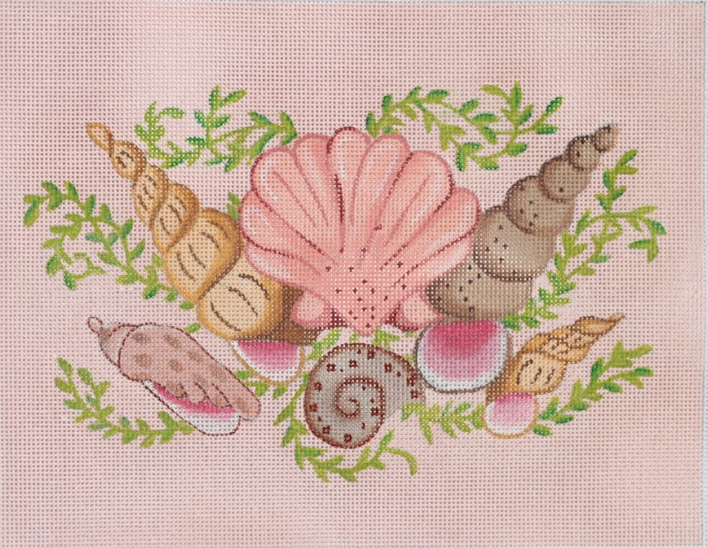 PL-57 - Mixed Shells Rectangle – pink sand bkgd.
