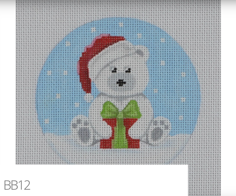 BB12 - White Santa Bear w/Present