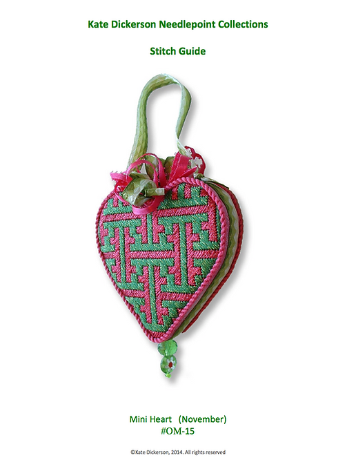 SG-OM-15 - Stitch Guide for OM-15 – Mini Heart – Chinoiserie Lattice – green & pink
