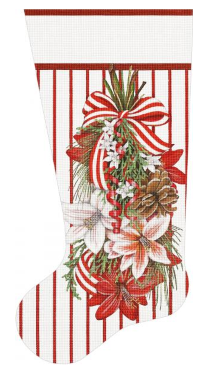 MLT696 - 18M AMARYLLIS XMAS SWAG SOCK