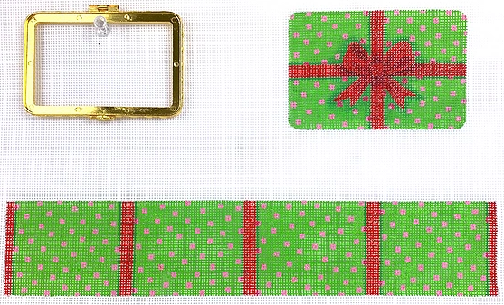 BXMREC-04 - Limoges Box – Med. Rectangle Gift Box – Christmas red, green & hot pink (gold clasp)