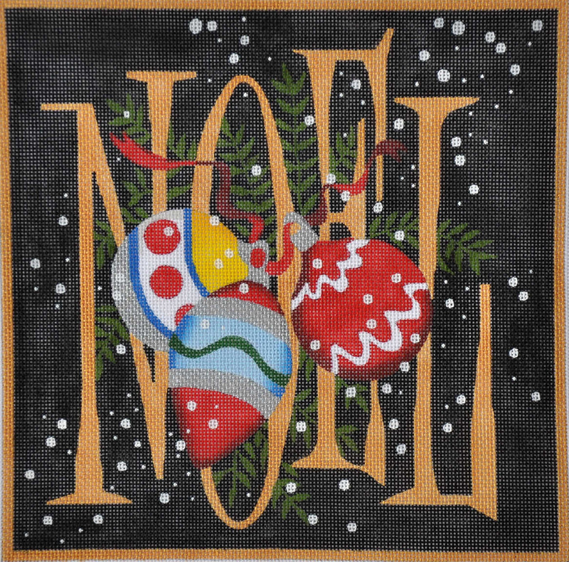 Black Noel Ornaments - BeStitched Needlepoint