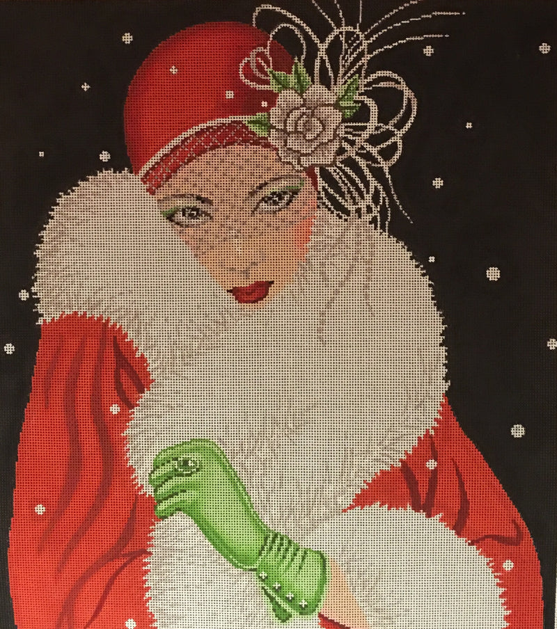 Art Deco Lady with Green Gloves