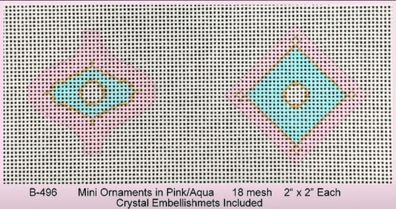 Mini Ornaments in Pink/Aqua