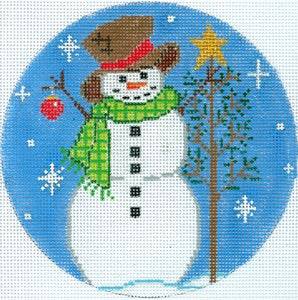 Snowman with a Tree and Ornament XO-186c