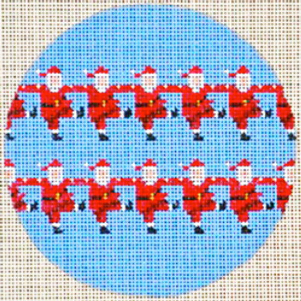 round ornmt, dancing Santas 3615