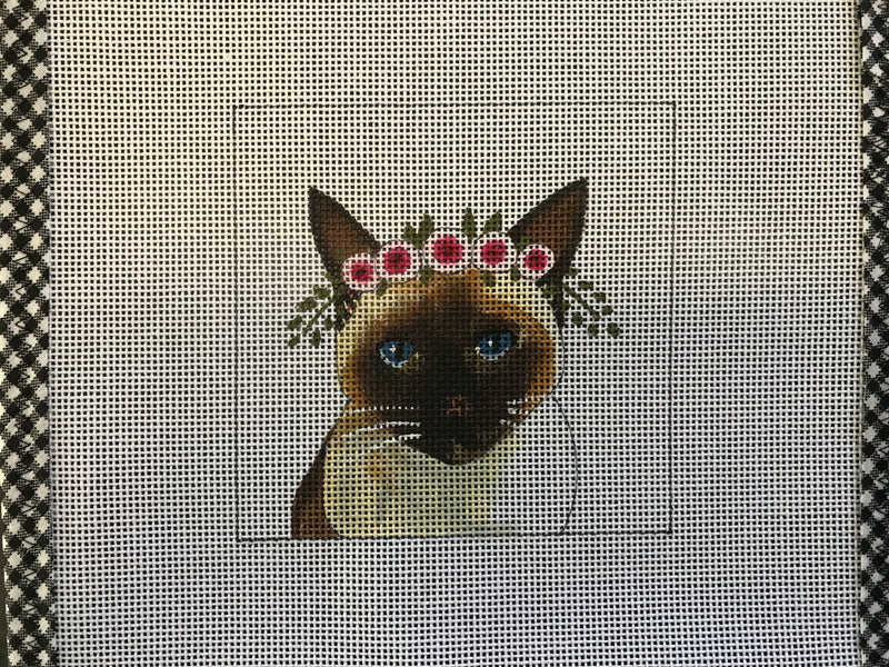 IN069 Siamese Cat w/Floral Crown