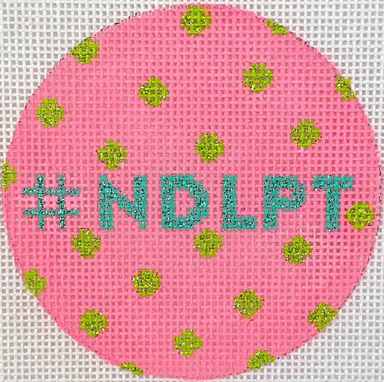 INSL3-47: Planet Earth & Lee 3” Round – #NDLPT – hot pink w/ lime polka dots & turquoise letters