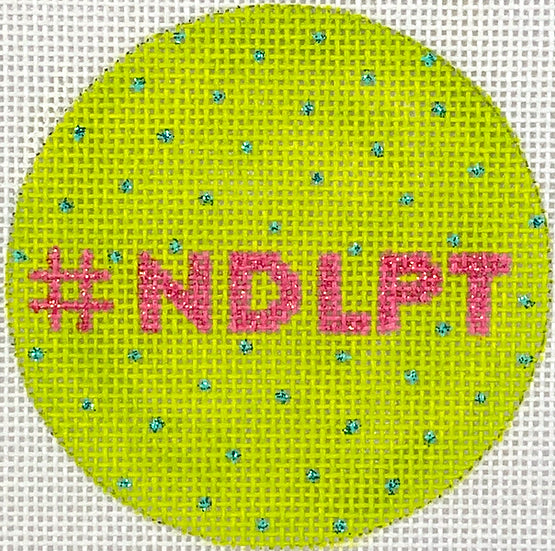 INSL3-48: #NDLPT – lime with turquoise dots & bright pink letters