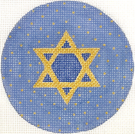 INSMC-36: Planet Earth & Lee 4” Round – Star of David – golds on French blue