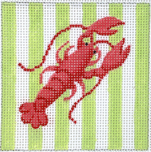 INSSQ3-15: Planet Earth 3” Square Insert – Lobster on Lime Cabana Stripes