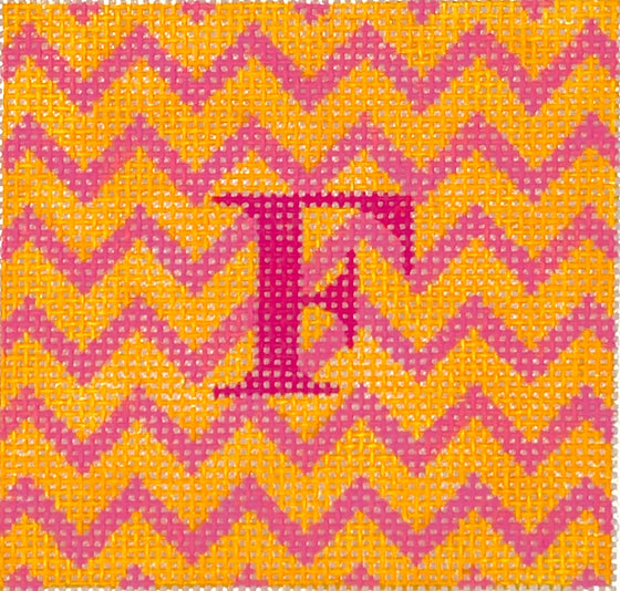 INSSQ3-45: Planet Earth 3” Square Insert – Zigzag – tangerine & pink w/ magenta letter