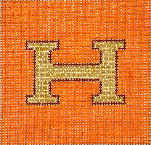INSSQ3-46: Planet Earth 3” Square Insert – Hermès H – orange with gold & brown