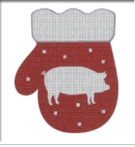 MT06 - French Country Pig Mitten, R/White