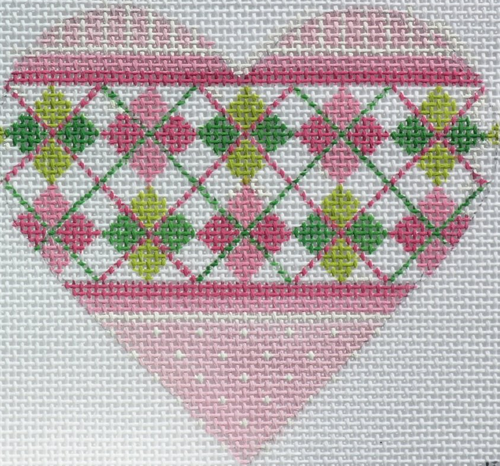 Argyle Mini Heart with Stitch Guide - BeStitched Needlepoint