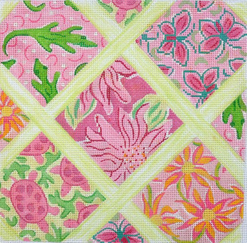 Lilly Lattice Patchwork Medium Square -Pinks