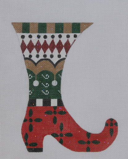 Red/Green Boot - BeStitched Needlepoint