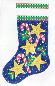 X-171 Candy Canes and Stars Stocking